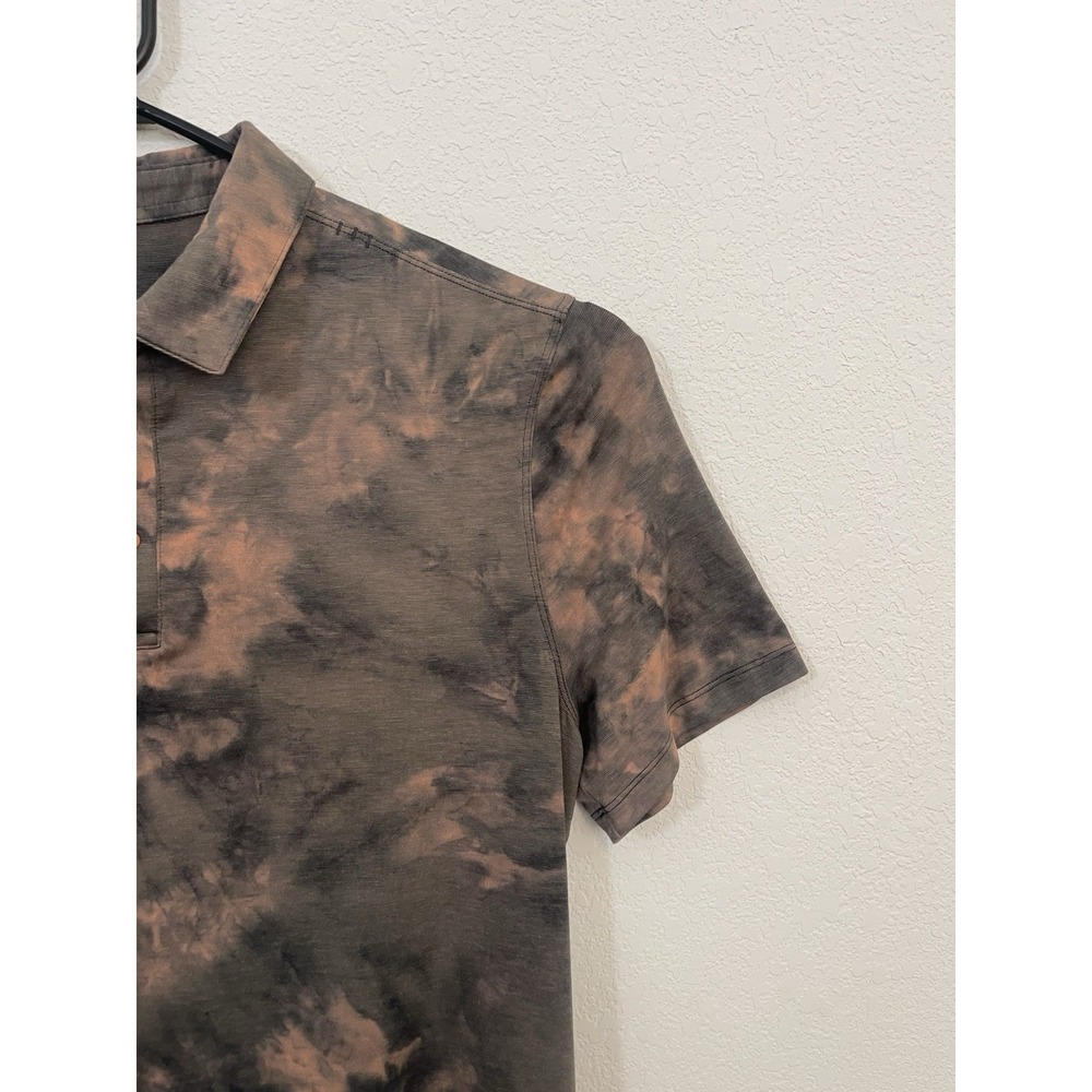 Lululemon Polo Shirt Mens Small Brown Black Tie Dye Evolution Performance Golf - Picture 3 of 9